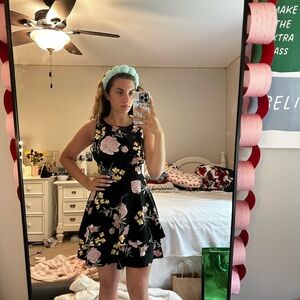 Macy's Black Floral Mini Dress